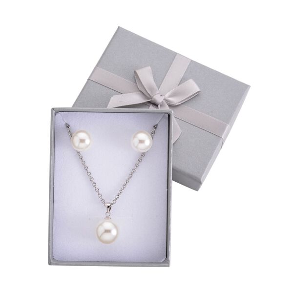 2er Set - Wei&szlig;e Muschelkernperlen-Anh&auml;nger und Ohrringe, 925 Silber rhodiniert und Edelstahl 19.00 ct image number 7