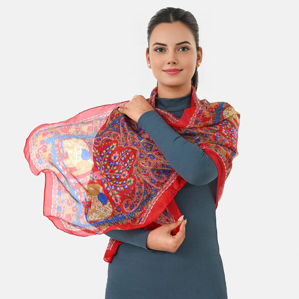 LA MAREY - Seidenschal 100% Seide 50 x 170 cm Rot image number 1