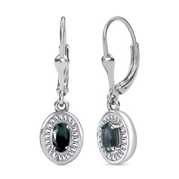 Alexandrit, Wei&szlig;er Diamant Ohrringe 925 Silber rhodiniert ca. 0,75 ct.