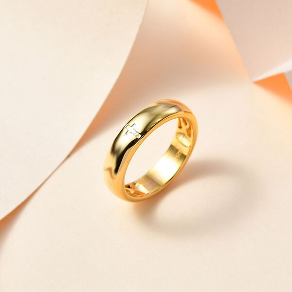 Bandring mit Kreuzmotiv, 925 Silber Gelbgold Vermeil image number 2
