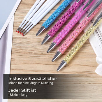 Pailletten-Kugelschreiber Set, 5er-Pack, Bunt, inkl. 5 Ersatzminen