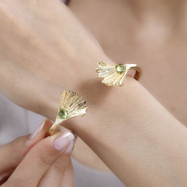 Giuseppe Perez AA Peridot, Kanchanaburi Blauer Saphir Armreif ca. 19 cm 925 Silber Gelbgold Vermeil ca. 2,07 ct. image number 3