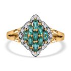 AAA Kagem Sambischer Smaragd, Weißer Zirkon Ring, 925 Silber Gelbgold Vermeil, (Größe 18.00) ca. 0.85 ct