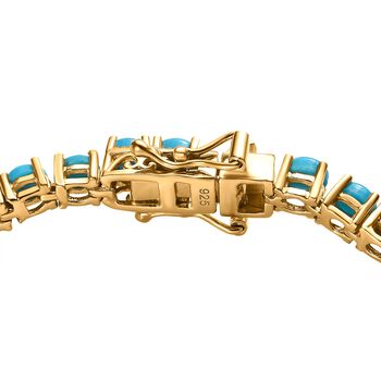 Amerikanisches, nat&uuml;rliches Sleeping Beauty T&uuml;rkis Armband ca. 19 cm 925 Silber Gelbgold Vermeil ca. 7.61 ct