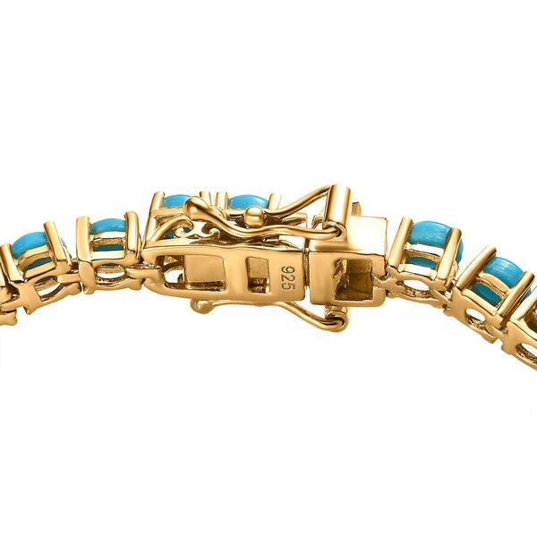 Amerikanisches, natürliches Sleeping Beauty Türkis Armband ca. 19 cm 925 Silber Gelbgold Vermeil ca. 7.61 ct image number 3