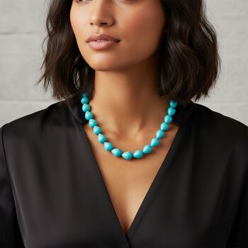 Sleeping Beauty t&uuml;rkisfarbene Tropfen Muschelkernperle 50cm Halskette
