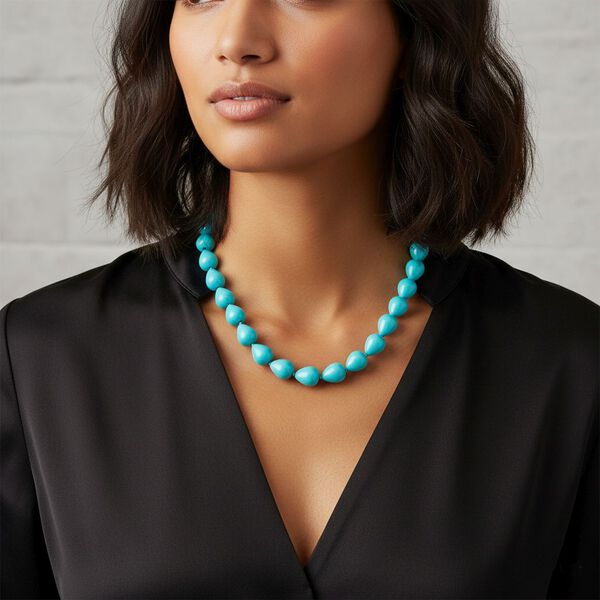 Sleeping Beauty t&uuml;rkisfarbene Tropfen Muschelkernperle 50cm Halskette image number 3