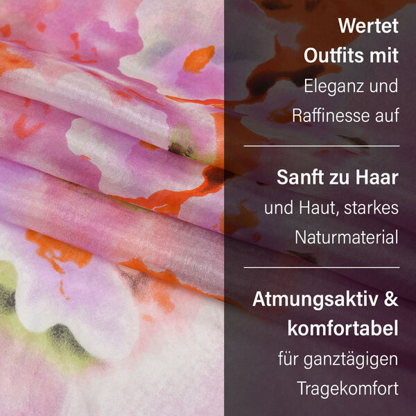 LA MAREY - Chiffonschal aus 100% Maulbeerseide mit Pinkem Blumenmuster image number 4
