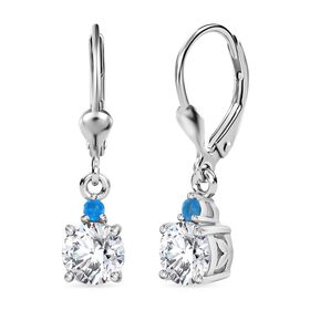 Moissanit und Neon Apatit Ohrringe - 1,58 ct.