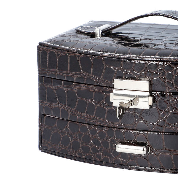Schmuckkästchen mit Krokoprägung und Schloss und Schlüssel, Schwarz image number 4