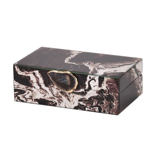 2er-Set Glas-Schmuckbox mit Marmormuster, 28x18x10cm (L) und 21x12x7cm (S), Schwarz image number 5