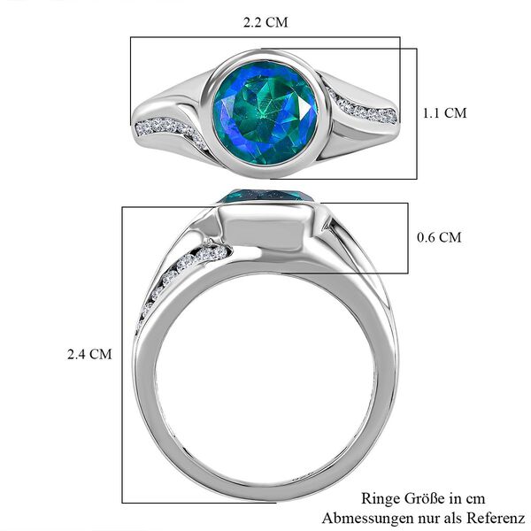 Paraiba Pfau Triplett Quarz und Zirkon-Ring - 2,73 ct. image number 6