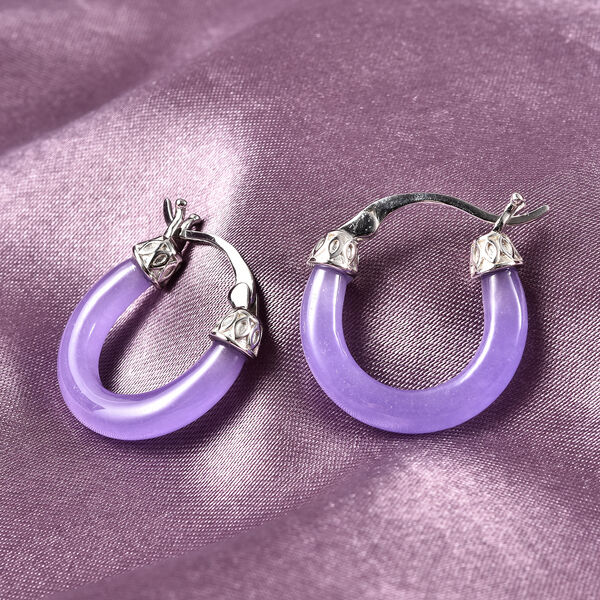 Lila Jade-Creolen, 925 Silber rhodiniert, ca. 13,90 ct image number 2