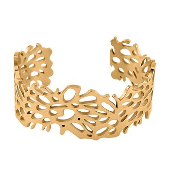 Monstera-Blatt-Muster Armreif, ca. 18 cm, ca. 36,00g, goldfarben