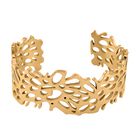 Monstera-Blatt-Muster Armreif, ca. 18 cm, ca. 36,00g, goldfarben