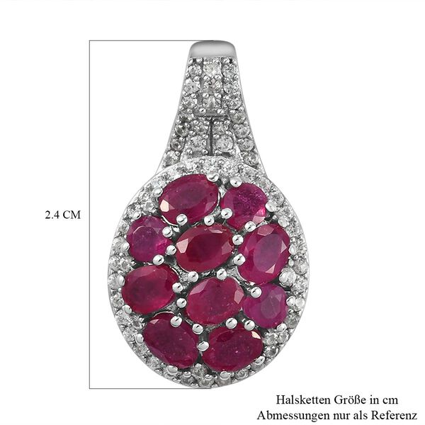 Afrikanischer Rubin und Zirkon-Cluster-Anh&auml;nger in Silber image number 6