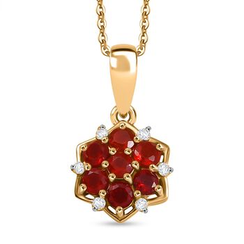 D'Joy AA mexikanischer Kirschfeuer-Opal und Moissanit Anh&auml;nger mit 50cm Kette - 0,47 ct.