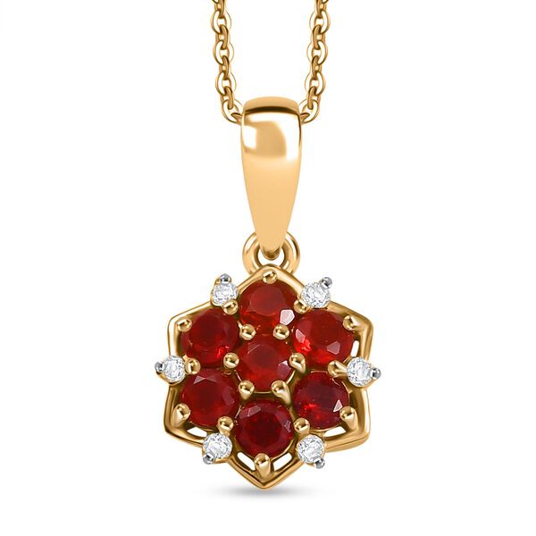 D'Joy AA mexikanischer Kirschfeuer-Opal und Moissanit Anh&auml;nger mit 50cm Kette - 0,47 ct.