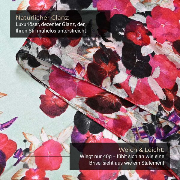 LA MAREY - 100% Maulbeeren-Seidenschal, Chiffon, 195x110cm, Blau-Pink image number 3