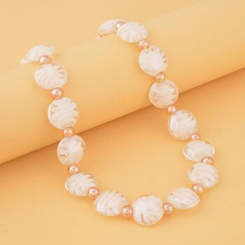 Wei&szlig;e Glas-Perlen 53,25cm Halskette und flexibles Armband im Murano-Stil