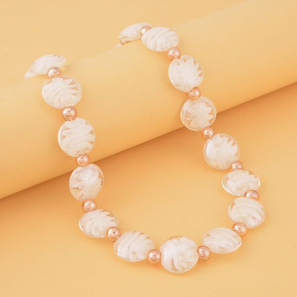 Wei&szlig;e Glas-Perlen 53,25cm Halskette und flexibles Armband im Murano-Stil image number 2