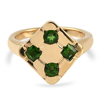 Nat&uuml;rlicher Chromdiopsid Ring 925 Silber vergoldet  ca. 0,76 ct