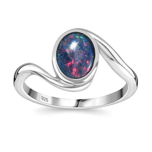 Boulder Opal Triplett Ring, 925 Silber rhodiniert - 0,94 ct. image number 4