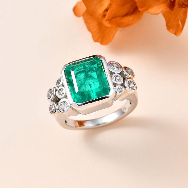 Smaragd Triplett Quarz und Zirkon Ring - 5,94 ct. image number 2