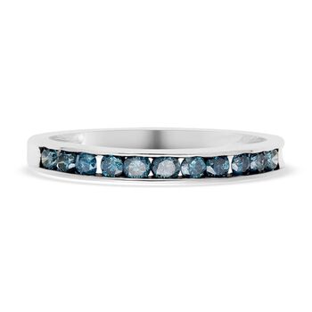 Venedig blauer Diamant-Ring, I1-I2, 375 Wei&szlig;gold (Gr&ouml;&szlig;e 16.00) ca. 0,50 ct