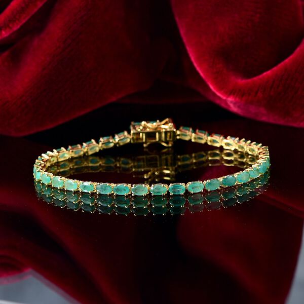 Socoto Smaragd Armband ca. 19 cm 925 Silber 750 Gelbgold Vermeil ca. 7,63 ct. image number 2