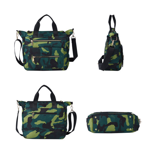 Tarnmuster Schultertasche für Damen, Größe 32x12x25 cm, Grün image number 4