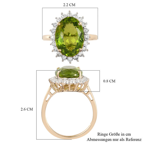 AAA nat&uuml;rlicher Peridot und Zirkon-Ring, 375 Gelbgold  ca. 7,92 ct image number 7