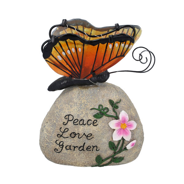 Harz Solarlampe, Schmetterling, Gr&ouml;&szlig;e 16x10x20 cm, Gelb