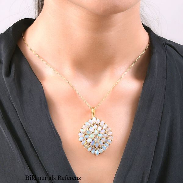 nat&uuml;rliche &auml;thopischer Welo-Opal und Zirkon Cluster Anh&auml;nger mit Kette in Silber 9,01 Ct image number 2