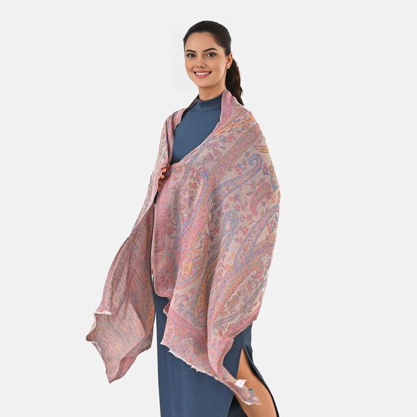 Luxuriöser Merino-Seide Jacquard-Schal, 70 x 200 cm, Rosa image number 0