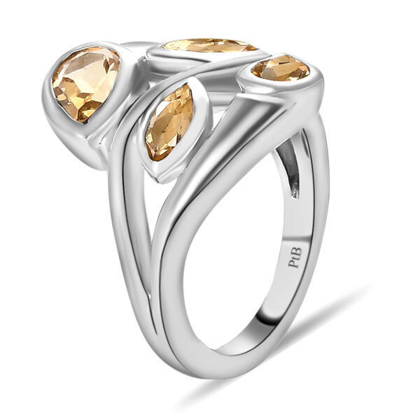 Citrin-Ring, reines Messing platiniert  ca. 1,85 ct image number 5