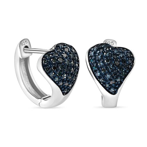 Blaue Diamant-Herz-Ohrstecker, 925 Silber platiniert, 0,33 ct. image number 0