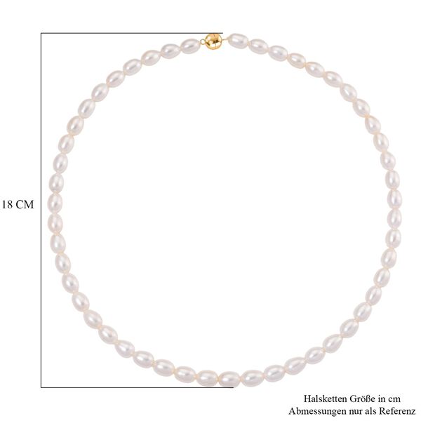 D'Joy AAA weiße Süßwasserperle 50cm Halskette, 925 Silber vergoldet image number 5