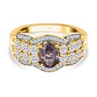 AA Natürlicher Tansanischer Lavendel-Spinell, Weißer Zirkon Ring, 925 Silber Gelbgold Vermeil (Größe 17.00) ca. 2.19 ct
