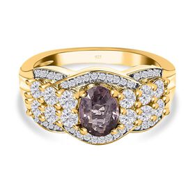 AA Natürlicher Tansanischer Lavendel-Spinell, Weißer Zirkon Ring, 925 Silber Gelbgold Vermeil (Größe 17.00) ca. 2.19 ct