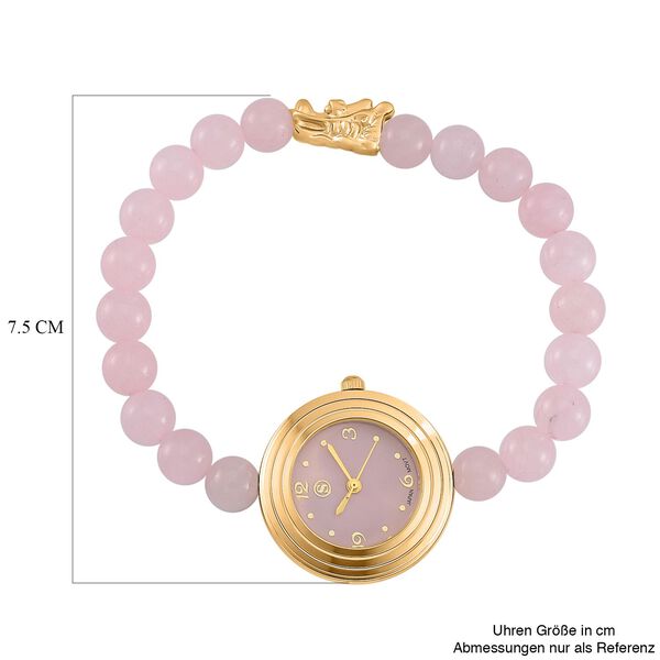Rosenquarz Uhren Reiner Edelstahl Bicolor flexibel ca. 50,00 ct. image number 7