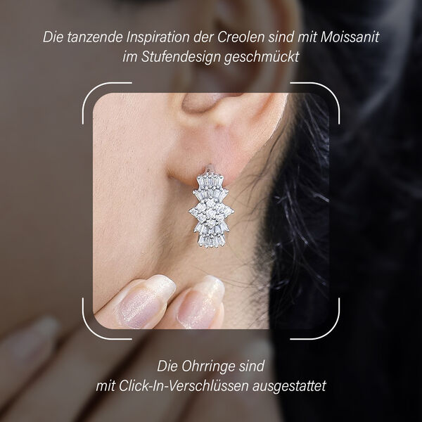 Moissanit Ballerina Creolen, 925 Silber rhodiniert - 1,93 ct. image number 3