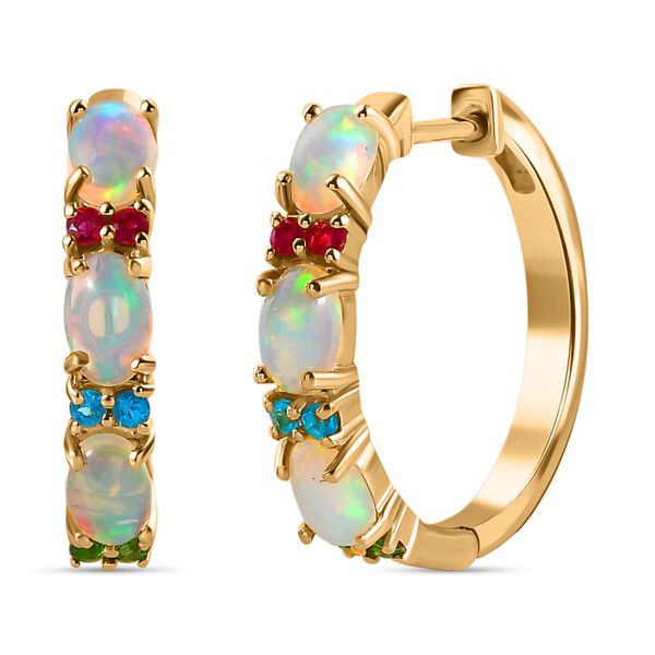 AA natürliche, äthiopische Welo Opal und Multi-Edelstein-Ohrringe - 2,17 ct. image number 0