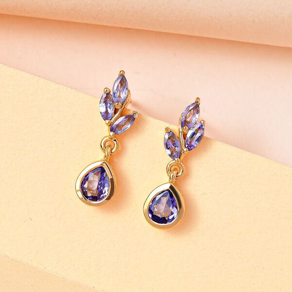 Floral Drop Tansanit Ohrringe - 1,02 ct. image number 2