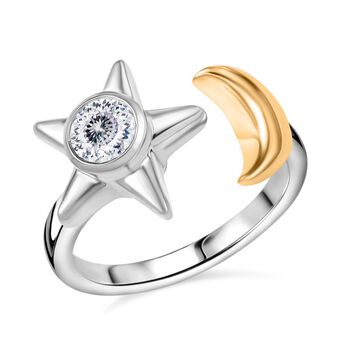 D'Joy Moissanit Ring, 925 Silber platiniert und vergoldet - 0,49 ct.
