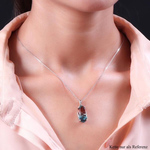 Aqua Terra Costa Quarz Triplett-Solit&auml;r-Anh&auml;nger mit Kette, 925 Silber platiniert, 10,33 ct. image number 2
