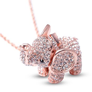 Kristall Elefant-Anh&auml;nger mit 60cm Kette in Ros&eacute;goldton