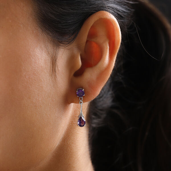 Afrikanisch Amethyst Ohrh&auml;nger 925 Silber platiniert ca. 2,11 ct&nbsp; image number 3
