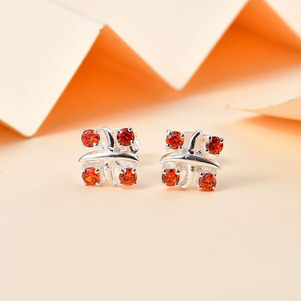 Designer Inspiriert XOXO Orange Zirkonia Ohrringe 925 Silber image number 2
