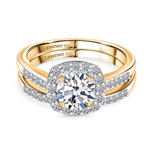 LUXURIANT DIAMOND - Lab Grown Diamant SI Schmuckset 925 Silber 750 Gelbgold Vermeil (Größe 18) ca. 1.50 ct image number 0
